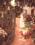 Gathering Flowers in a French Garden Childe Hassam